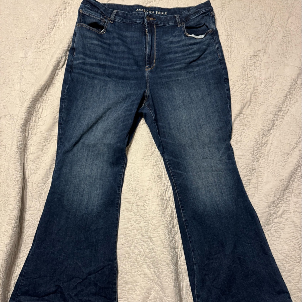 American Eagle Outfitters Dark Blue Wide Leg Jeans